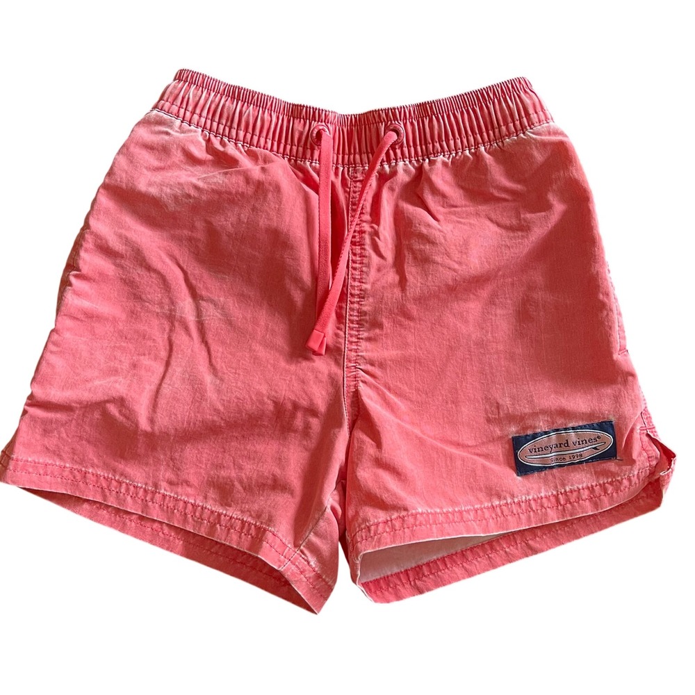 Vineyard Vines Boys Coral Pink Swim Trunks Mesh Lined Board Shorts‎ Size 5